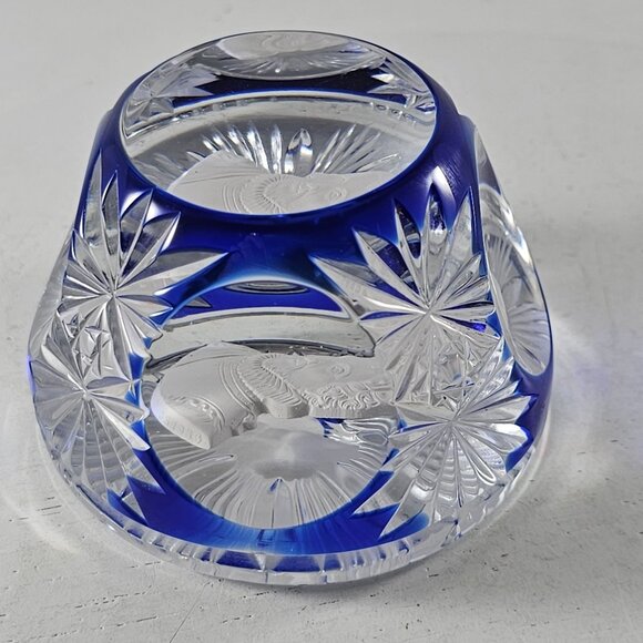 Cristal d’Albret 1967 Christopher Columbus Sulphide Paperweight Faceted Blue - Picture 5 of 8